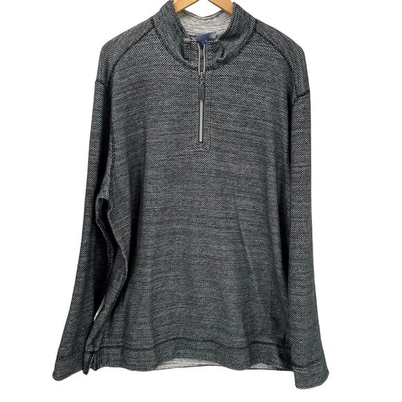 Tommy Bahama Reversible Sweater Mens XL 1/4 Zip Gray Long Sleeve Coastal Knit - Picture 1 of 9